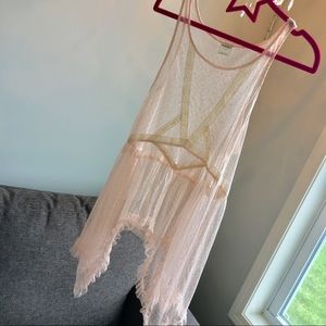 NWOT Free People Size Large Sheer Pink Tunic